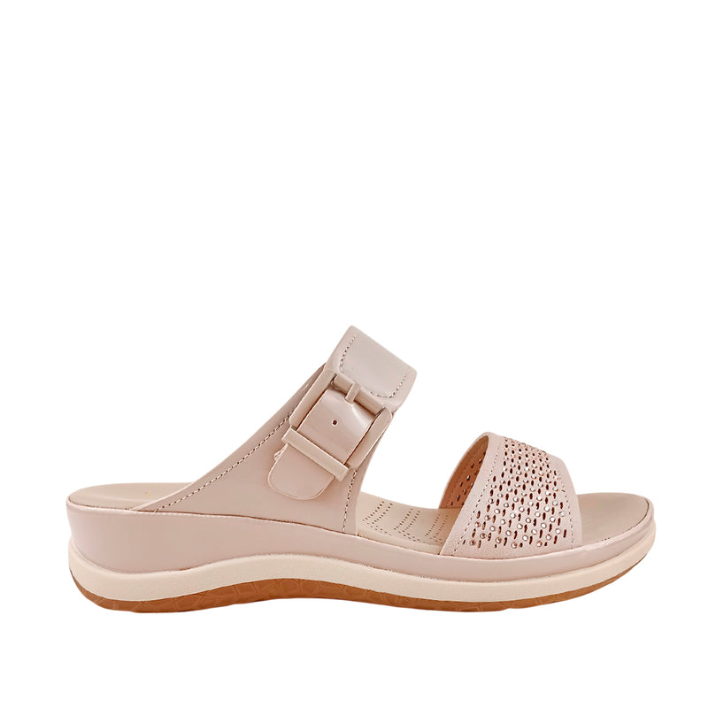 Sandalias flats Gladys para mujer color nude