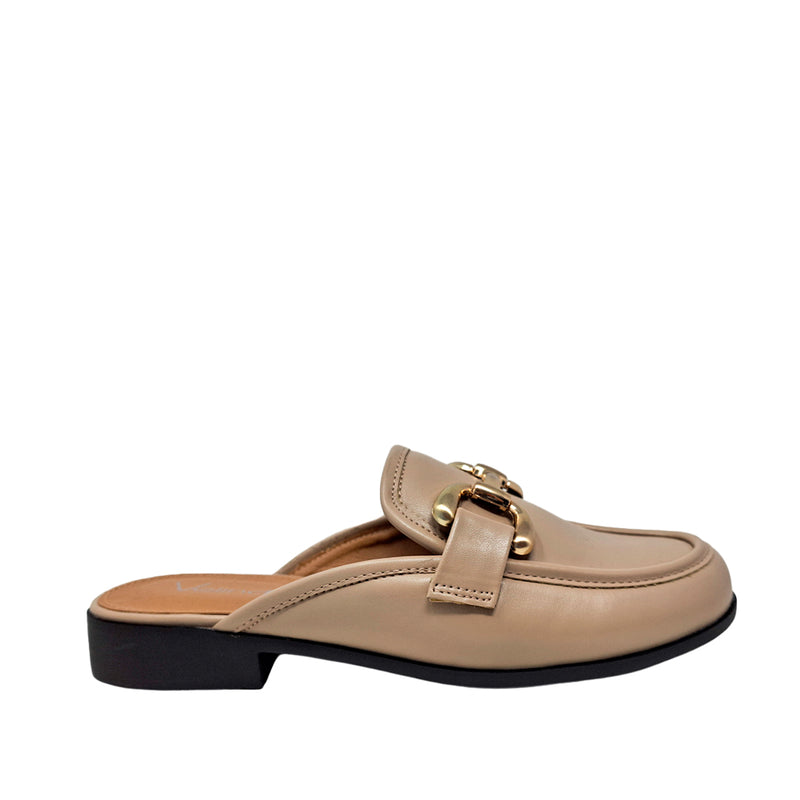 Mules loafers Kamila para mujer color taupe