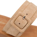 Sandalias flats Pamela beige para mujer