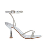 Sandalias de tacón Wilda para mujer color plateado