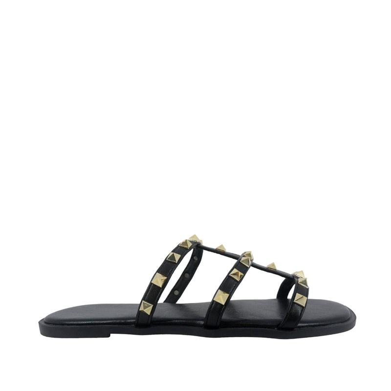 Sandalias flats Valeria negro para mujer