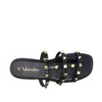 Sandalias flats Valeria negro para mujer