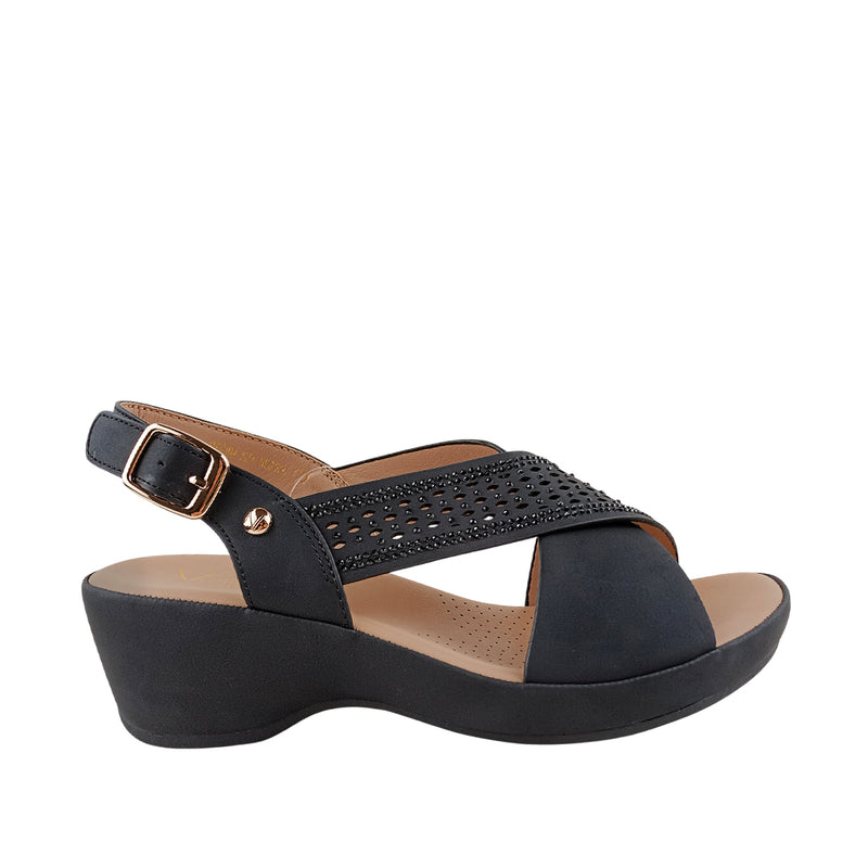 Sandalias de cuña Regina para mujer color negro