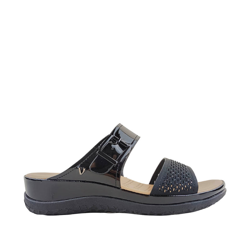 Sandalias flats Gladys para mujer color negro