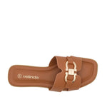 Sandalias Flats Amanda para mujer color tan