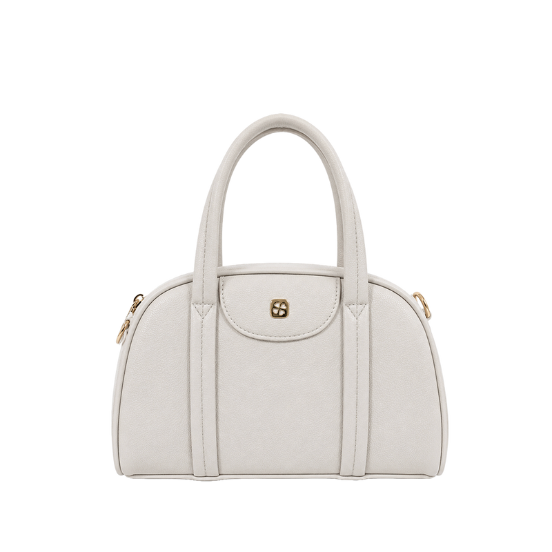 Cartera satchel Lari para mujer color hueso