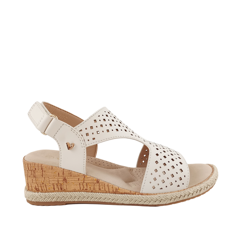 Sandalias de cuña Bianca para mujer color hueso