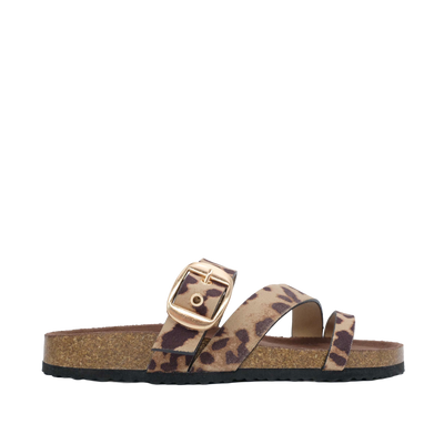 Sandalias flats Luciana para mujer color animal print