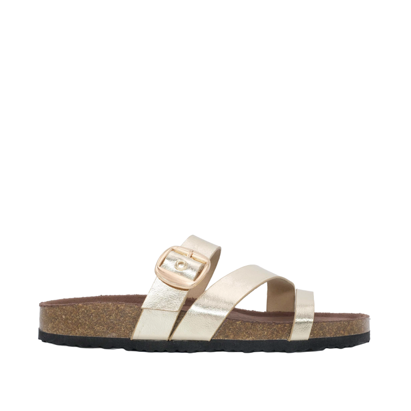 Sandalias flats Luciana para mujer color dorado