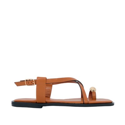 Sandalias flats Estela para mujer color tan