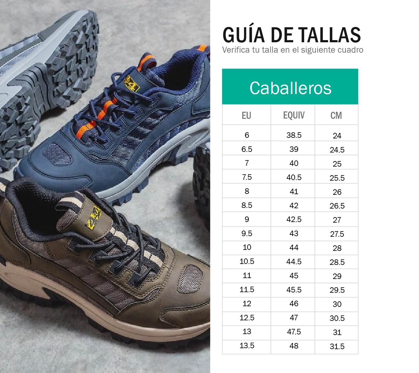 Tabla para zapatos cheap en estados unidos