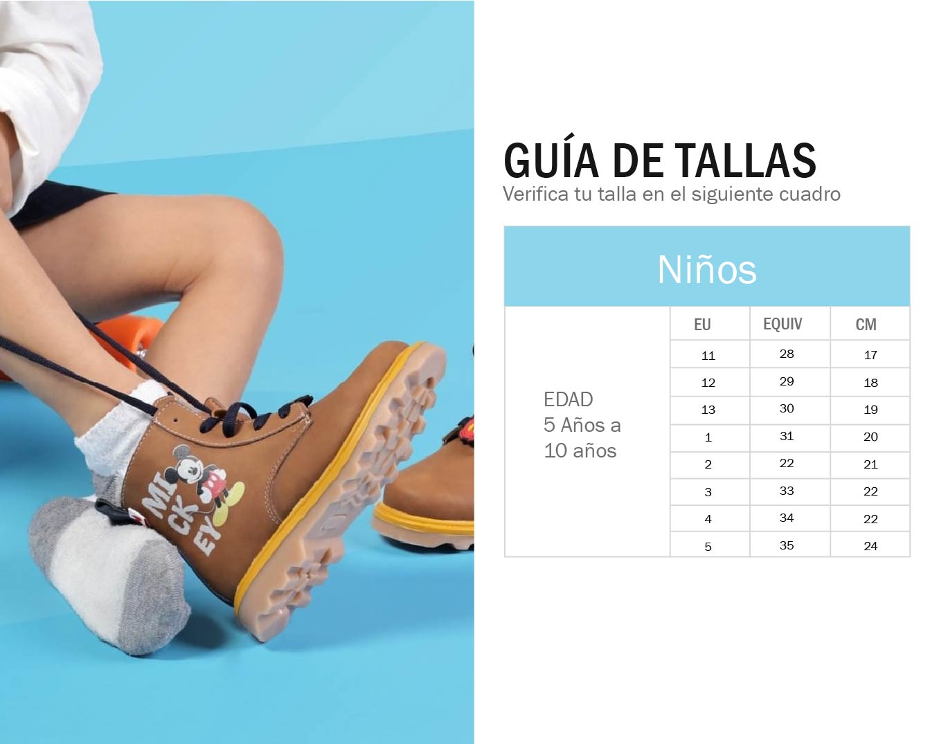 Numeracion de zapatos online niños