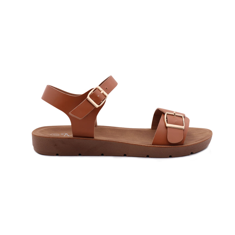 Sandalias flat Sulenmir camel para Mujer